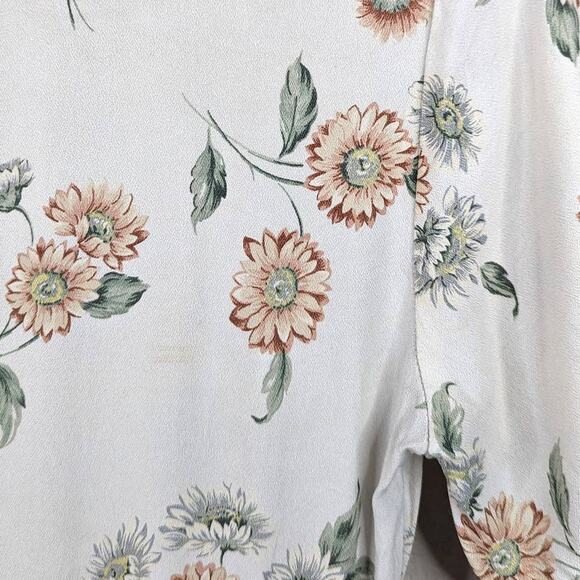 Vintage Floral White Sundress Midi Fit n Flare Collar Button Front Cottagecore S - Picture 7 of 10